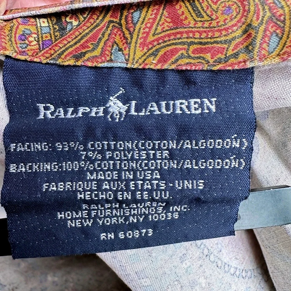 Vintage Ralph Lauren Paisley Duvet Cover Multi Color Boho Rope Trim